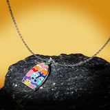 Enamel Face Pendant Necklace 925 Silver Ladies Jewelry