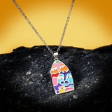 Enamel Face Pendant Necklace 925 Silver Ladies Jewelry
