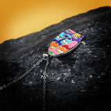 Enamel Face Pendant Necklace 925 Silver Ladies Jewelry