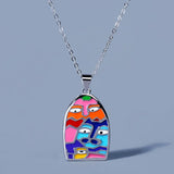 Enamel Face Pendant Necklace 925 Silver Ladies Jewelry