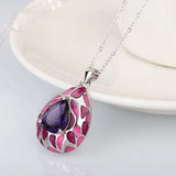 Sun Flower Pendant Purple Stone Silver Sweater Chain Necklace