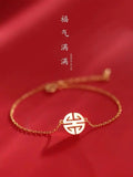 925 Sterling Silver Chinese Blessing Bracelet for Lucky Women