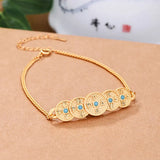 Ancient Craft Copper Coin Turquoise Bracelet for Women Chinese Bangles