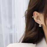 Leaf Copper Zircon Ear Clips 14K Plated Earrings