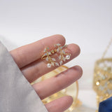 Leaf Copper Zircon Ear Clips 14K Plated Earrings