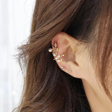 Leaf Copper Zircon Ear Clips Women's Earrings 14K Plating