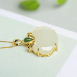 Natural Hetian Chalcedony Cloud Pendant Necklace - Chinese Bohemian Jewelry