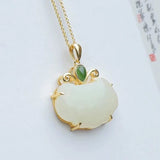 Natural Hetian Chalcedony Cloud Pendant Necklace Chinese Retro Charm Jewelry