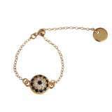 Silver Inlaid Diamond Soft Chain Adjustable Ring