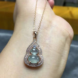 Silver Inlaid Hetian Chalcedony Gourd Necklace