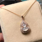 Silver Inlaid Hetian Chalcedony Gourd Necklace