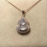 Silver Inlaid Hetian Chalcedony Gourd Necklace