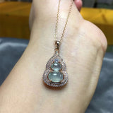 Silver Inlaid Hetian Chalcedony Gourd Necklace