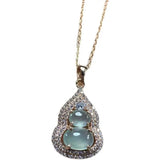Silver Inlaid Hetian Chalcedony Gourd Necklace