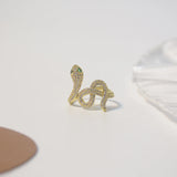 Zircon Snake Ring 14K Copper Inlaid Jewelry