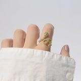 Zircon Snake Ring 14K Copper Inlaid Jewelry