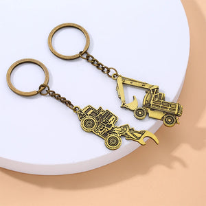 Alloy Excavator Crane Pendant Key Chain