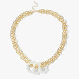 Exaggerated Multi-layer Pearl Necklace Female INS Metal Chain Pendant