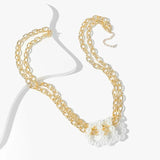 Exaggerated Multi-layer Pearl Necklace Female INS Metal Chain Pendant