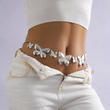 Metal Butterfly Fringe Waist Chain Hip Hop Punk Single Silver Pants Body Chain