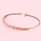 Purple Sparkling Boucle Bangles 14K Rose Bracelet Wedding Jewelry