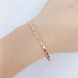 Purple Sparkling Boucle Bangles 14K Rose Bracelet Wedding Jewelry