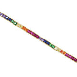 Rainbow Bracelet & Bangles Square CZ Tennis Chain Gold Filled Jewelry Zircon