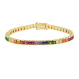 Rainbow Bracelet & Bangles Square CZ Tennis Chain Gold Filled Jewelry Zircon