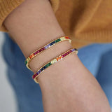 Rainbow Bracelet & Bangles Square CZ Tennis Chain Gold Filled Jewelry Zircon