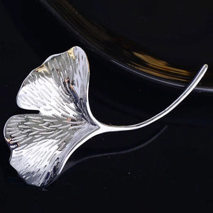 Ginkgo Leaf Brooch Pin Cardigan Jacket Corsage Accessory Female