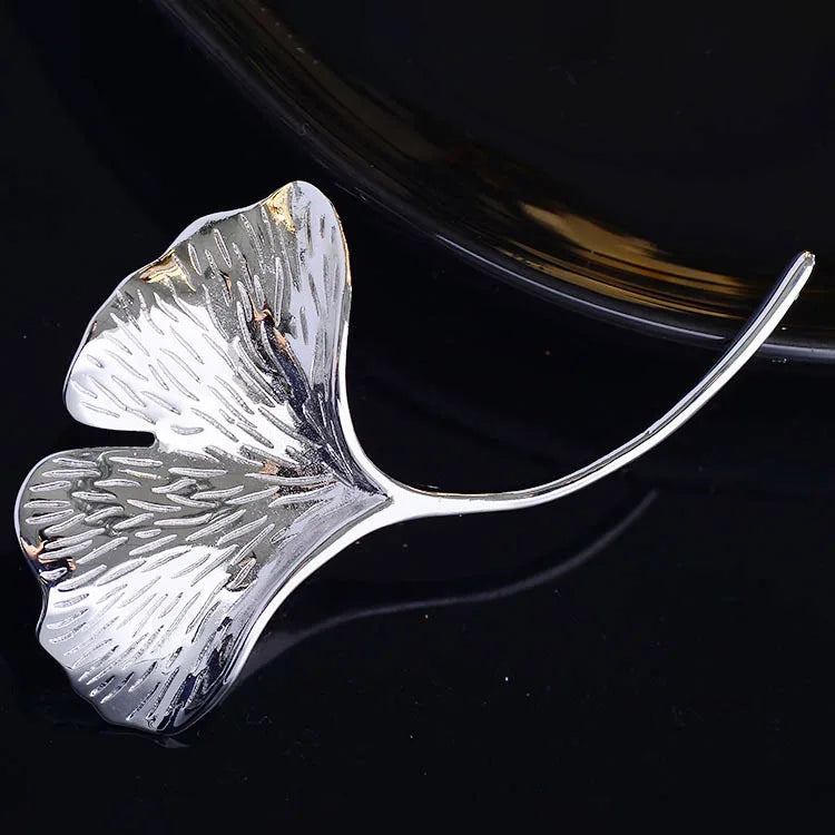 Ginkgo Leaf Brooch Pin Cardigan Jacket Corsage Accessory Female