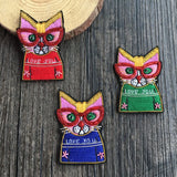 Hand Embroidery Glasses Silk Brooch Cat