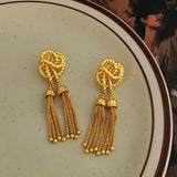 Vintage Knotted Golden Tassel Earrings