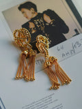 Vintage Knotted Golden Tassel Earrings