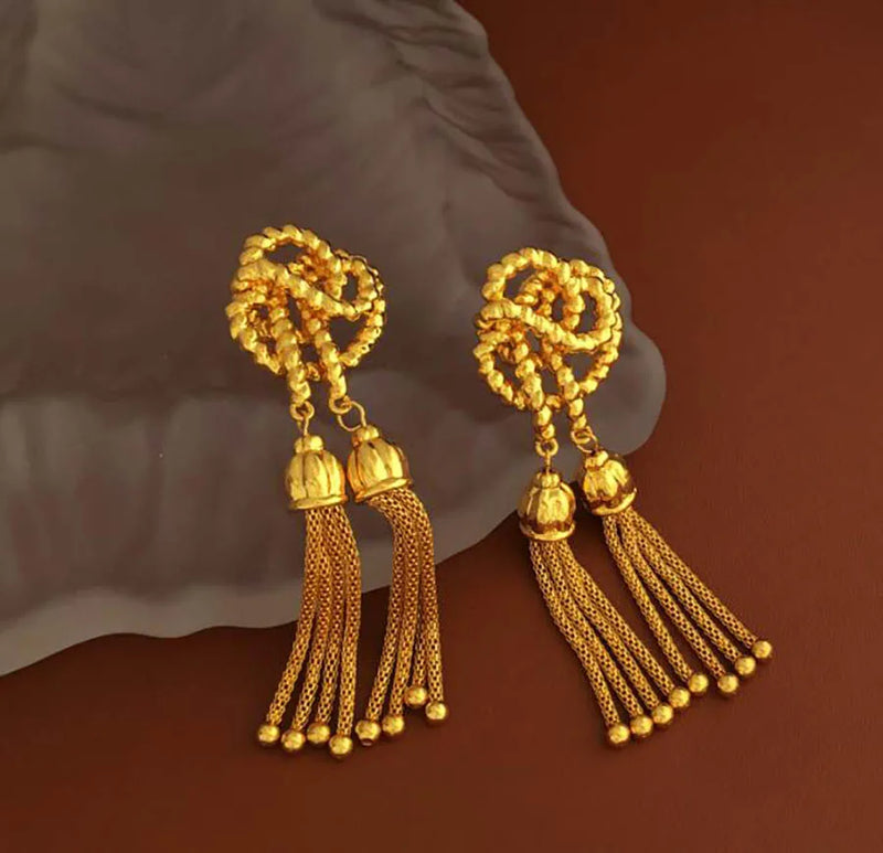 Vintage Knotted Golden Tassel Earrings
