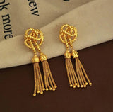 Vintage Knotted Golden Tassel Earrings