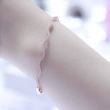 Purple Crystal Wavy Bracelet 14K Rose Plated Wedding Jewelry