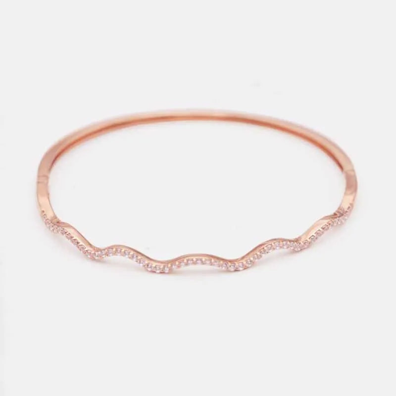 Purple Crystal Wavy Bracelet 14K Rose Plated Wedding Jewelry