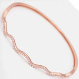 Purple Crystal Wavy Bracelet 14K Rose Plated Wedding Jewelry