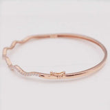 Purple Crystal Wavy Bracelet 14K Rose Plated Wedding Jewelry