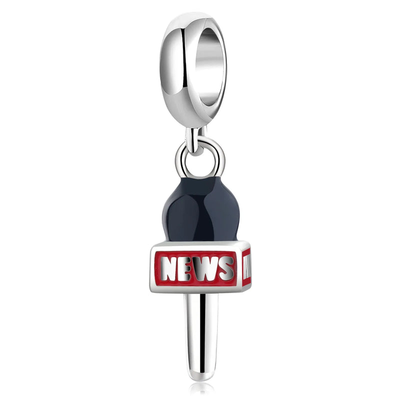 Microphone brush pendant S925 sterling silver bead bracelet