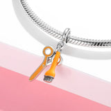 Microphone brush pendant S925 sterling silver bead bracelet