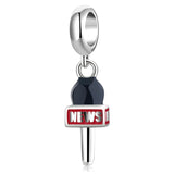 Microphone brush pendant S925 sterling silver bead bracelet