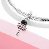 Microphone brush pendant S925 sterling silver bead bracelet