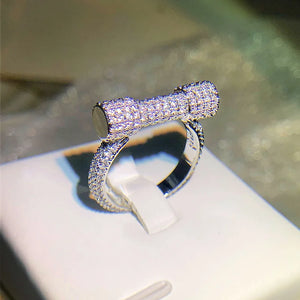 925 Silver Geometric Diamond Ring, Elegant Design