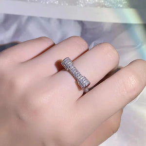 925 Silver Geometric Diamond Ring, Elegant Design