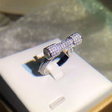 925 Silver Geometric Diamond Ring, Elegant Design