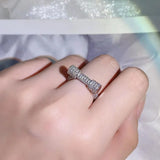 925 Silver Geometric Diamond Ring, Elegant Design