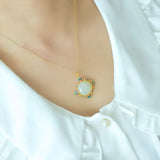 Natural Hetian Jade Flower Pendant Necklace Silver Jewelry
