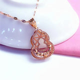 Chinese Style Purple Gourd Pendant Necklace 14K Rose Plated Party Jewelry